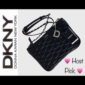 New DKNY Donna Karan Black Leather Purse Crossbody